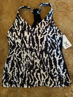 Xersion Black and White Abstract Print Tankini Top